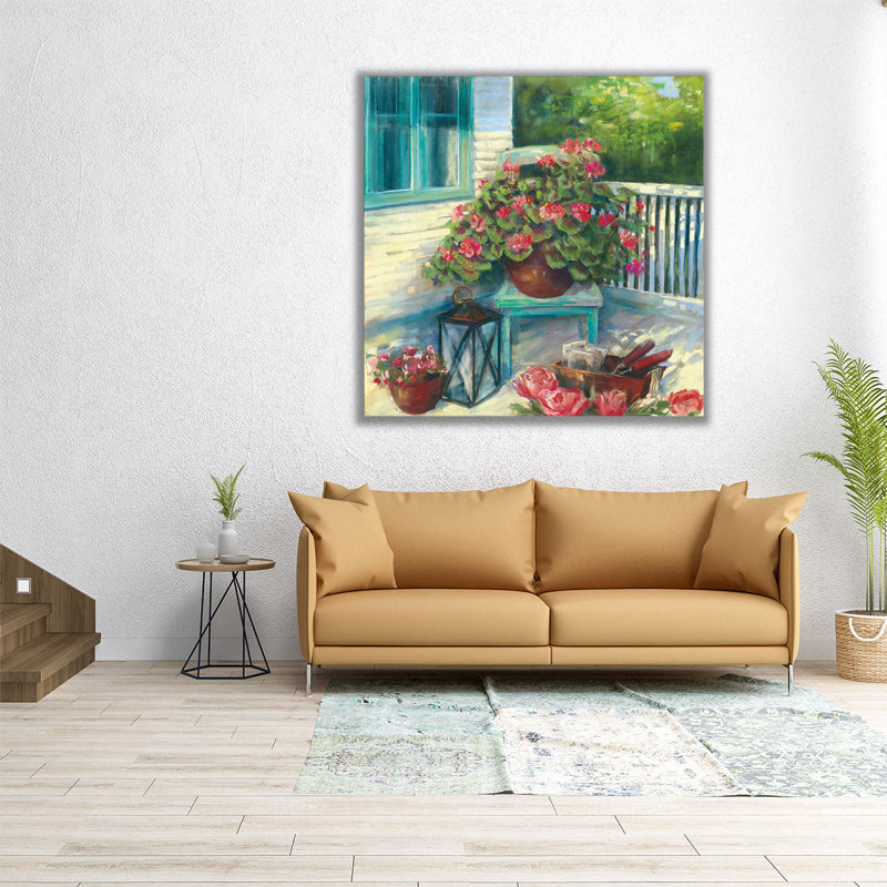 «Porch Geraniums», reproduction d'art sur toile, H 40 po x l 40 po