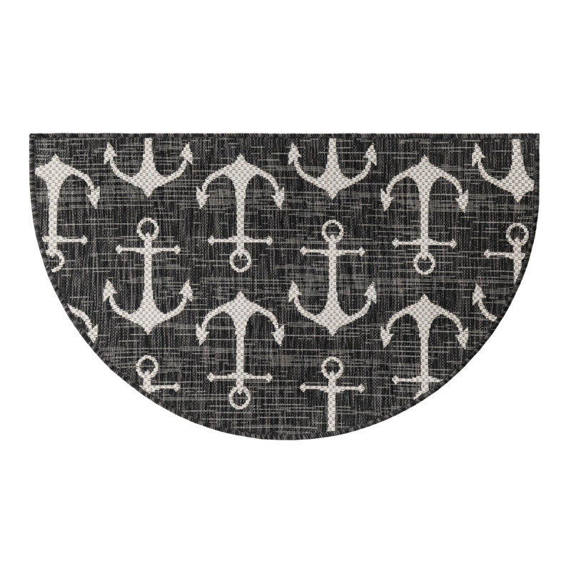 Tapis gris anthracite intérieur / extérieur Glidden, Demi-cercle 2 pi 2 po x 3 pi 7 po