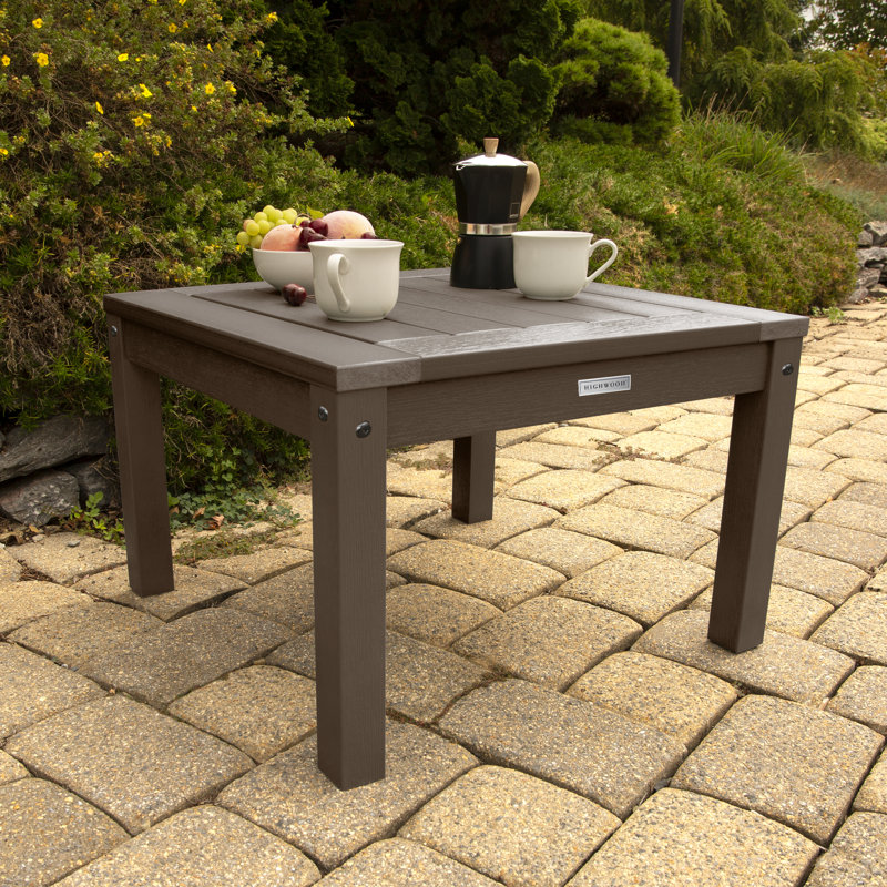 Chaise Adirondack en plastique avec table Anette, Gland de chêne vieilli