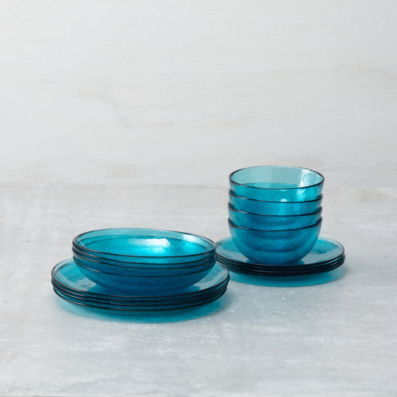 Los Cabos Glass Dinnerware 10.5" Dinner Plate, Lagoon