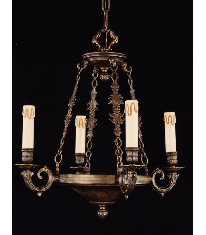 Deeds 4 - Light Candle Style Chandelier, Antique French Gold