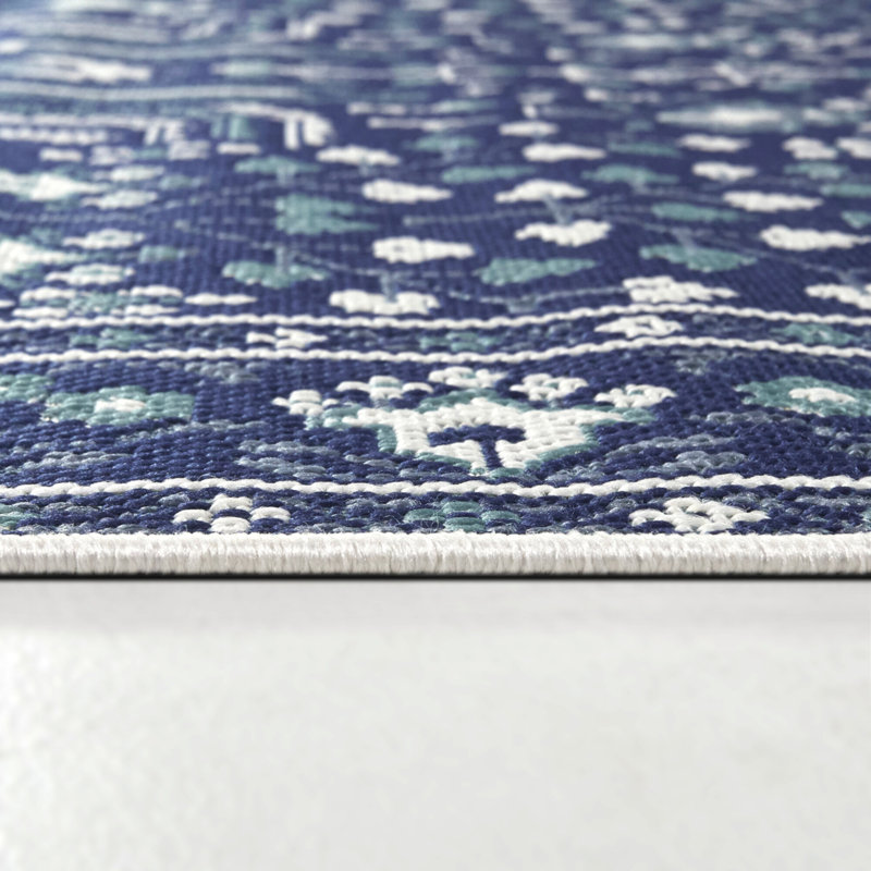 Tapis intérieur / extérieur bleu foncé Granier, Rectangle 7 pi 10 po x 10 pi