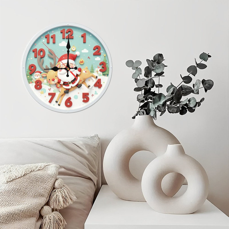 Horloge-Visage-Père-Avec-Cadeaux-Arbre