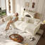 Canapé-lit escamotable surdimensionné de 100 po, canapé-lit convertible avec motif capitonné en tissu fait à la main, causeuse en velours multifonctionnel pour salon, chambre à coucher, appartement, beige / blanc