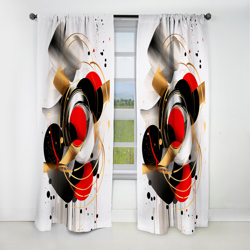 Rouge, noir, abstrait Symphony IV - rideau abstrait - rideau occultant - 1 panneaux, L 52 po x L 63 po