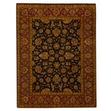 Hand Knotted Wool Oriental Area Rug in Black And Red