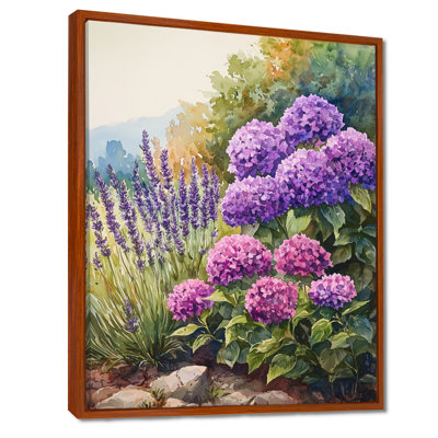 Hydrangeas and Lavender Garden II - Hydrangea, reproduction d'art sur toile encadrée