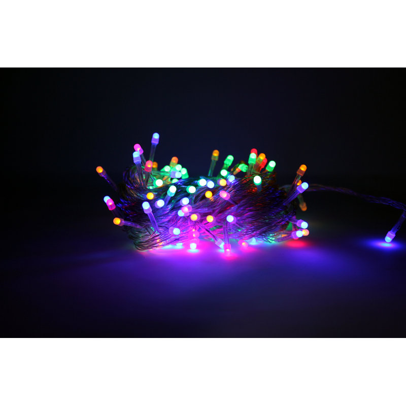 Mini guirlande lumineuse 100 lumières DEL Clem, Vert et rose, 32 pi