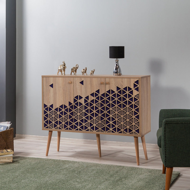 Aerith 90cm Sideboard, Brown/Blue