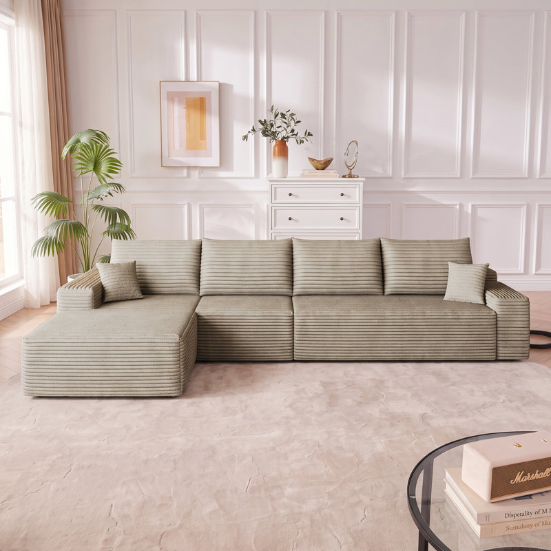 Canapé modulaire en forme de L de 135 po, siège modulaire moderne à assise profonde, aucun assemblage requis pour la chambre à coucher du salon