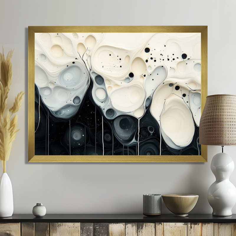 Coleford, vague blanche et blanche, rivière rythmique III - goutte, art mural, Reproduction encadrée d'une seule photo, Doré