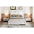 Storage-Focused Queen Size Platform Bed with Twin XL Trundle and Drawers, Solid Wood, Soft White Classic Design-965769549