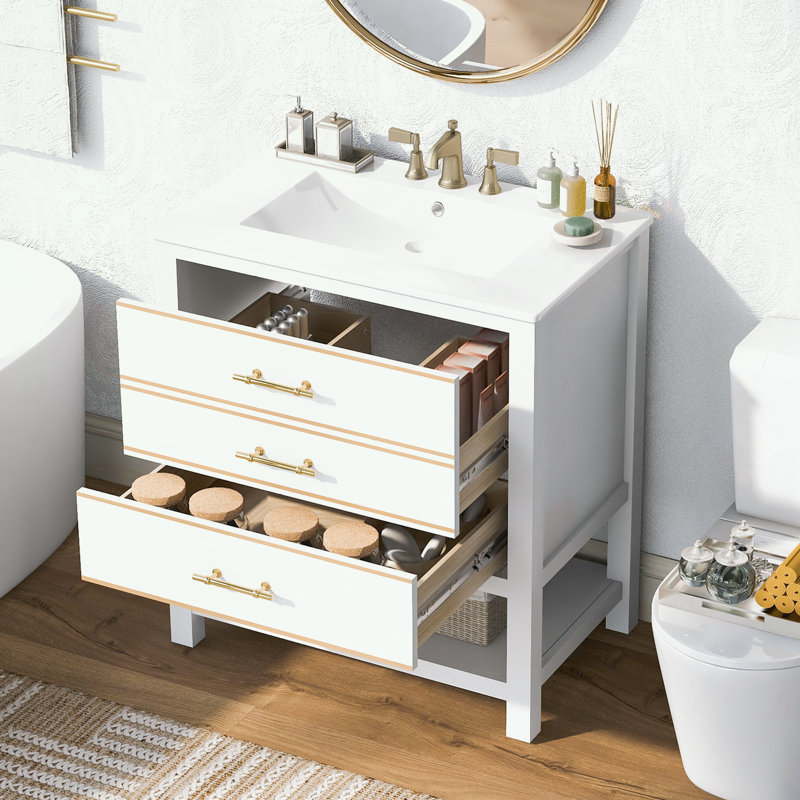 Rangement pour salle de bain Quashia, Blanc