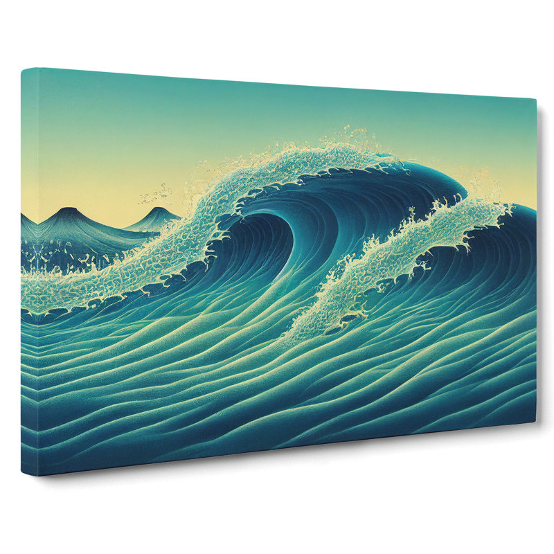 XXX-H1022-WF-7161X Pretty Japanese Wave - Wrapped Canvas Print, 50cm H x 76cm W x 3cm D