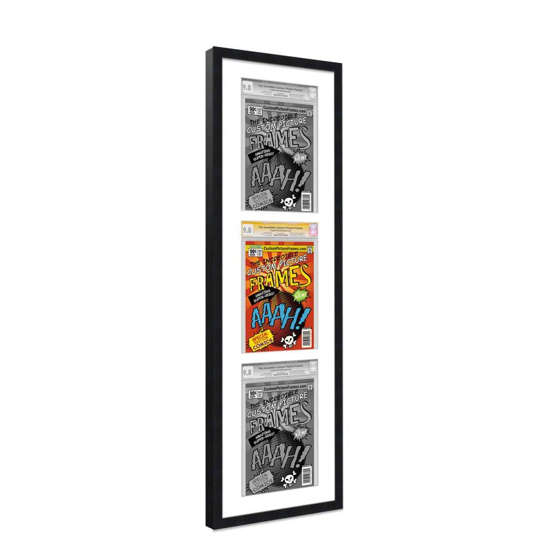 Wood Picture Frame with Mat, 11.75" x 43.5", Black/White