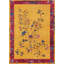 Hand Knotted Pile Floral 1920s Rectangle Wool Yellow / Gold Orange Antique Rug