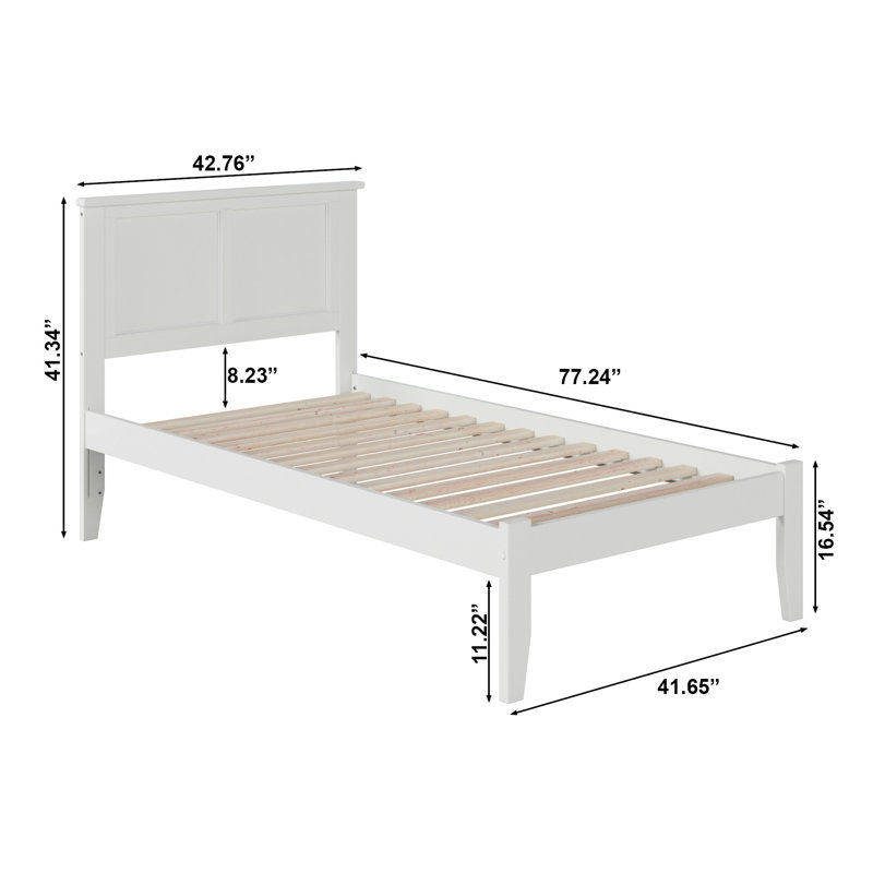 Lit plateforme en bois massif Clyda, Blanc, Simple