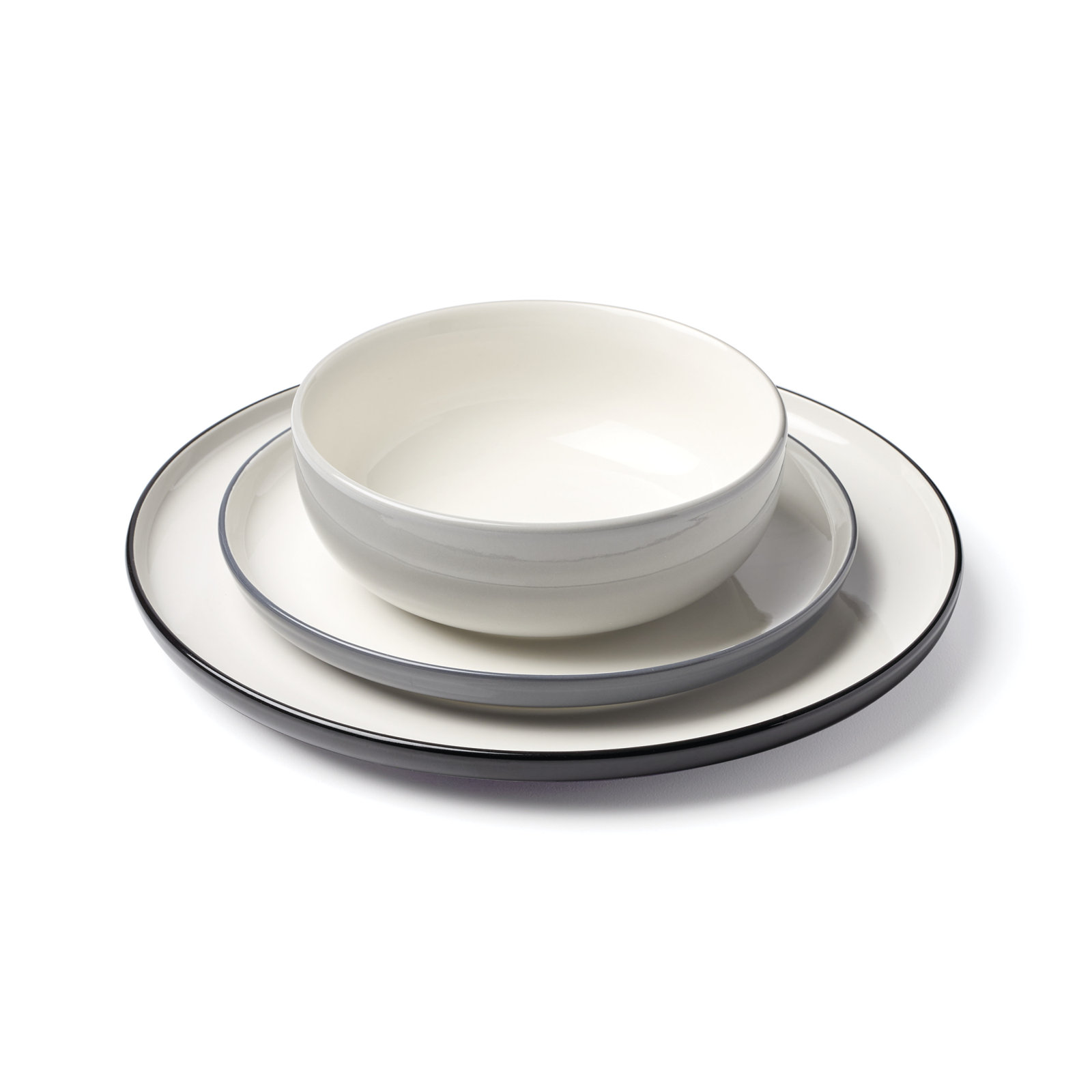 24/7 Colors 12-Piece Dinnerware Set, Black