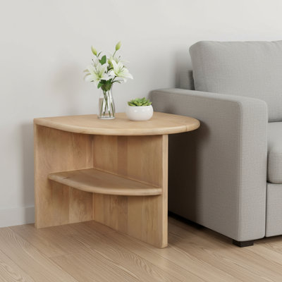 Table de bout en bois massif naturel 22 "avec tablette