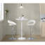 Table contemporaine transformable en table à manger ou en bar, en métal blanc et bois blanc.