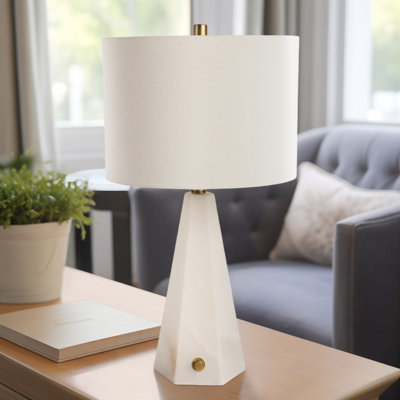 26" Laurel Alabaster Table Lamp, White