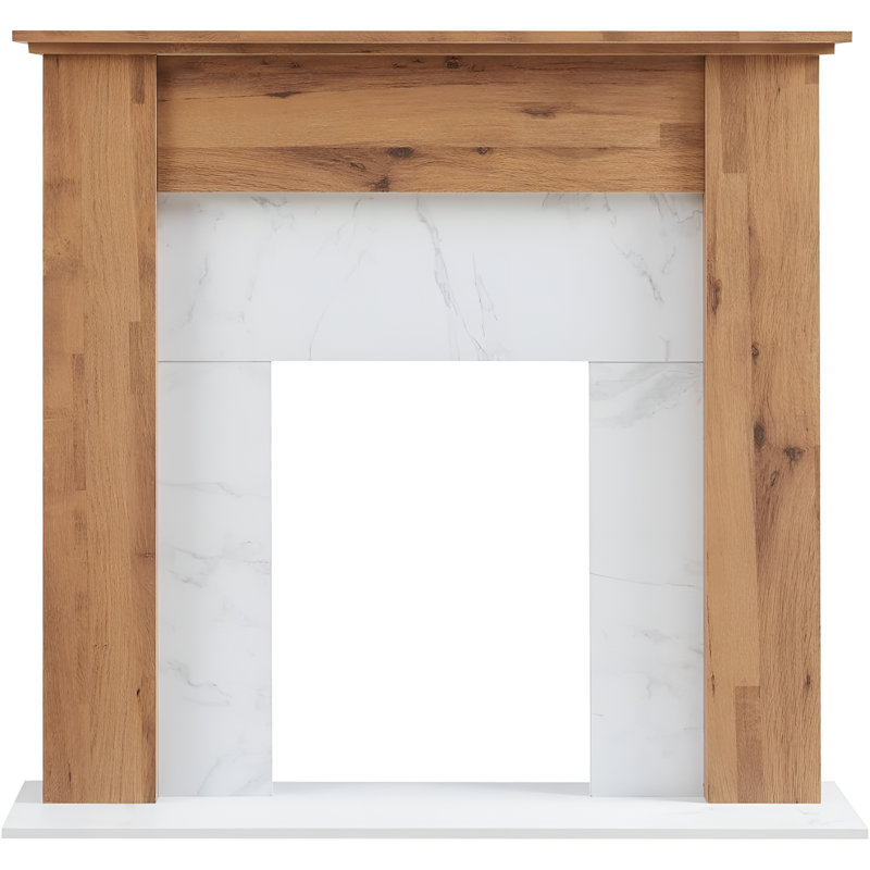 FLAMEKO Mantel Surround for Verona Insert Suitable for all 16" Electric Fireplace Inserts, Dark Bronx Oak & Black