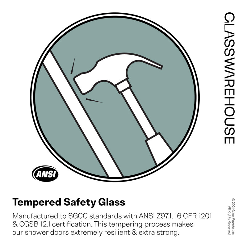 Stellar 96.25 in. x 78 in. Fully Frameless 3 Panel Inline Hinge Shower Door, Brushed Bronze