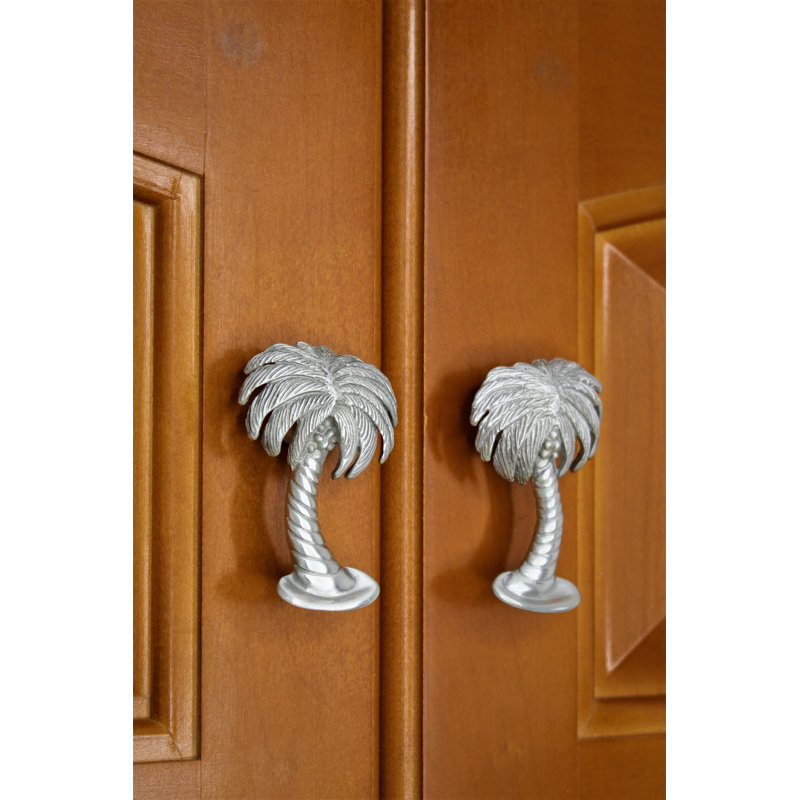 2 3/8" Palm Tree Right Leaning Knob, Brushed Nickel