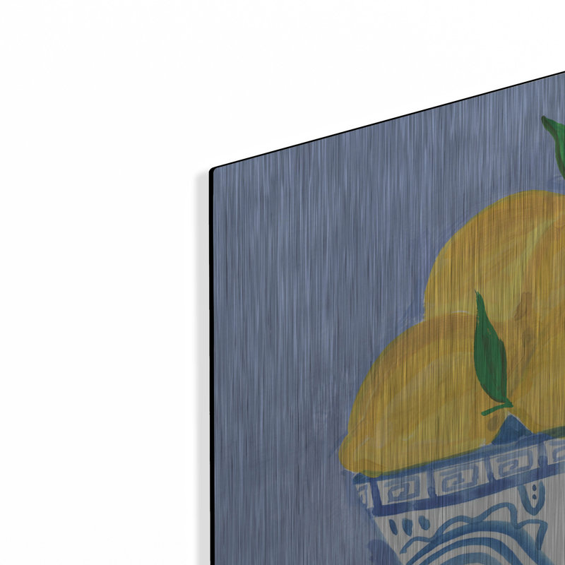 Art mural luxueux en métal «Lemon Still Life» par Farida Zaman, 24 po x 24 po, H 24 po x l 24 po