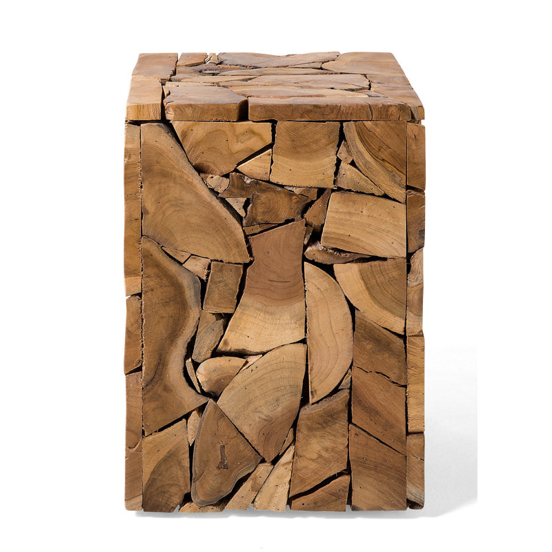 Solid Wood Block End Table