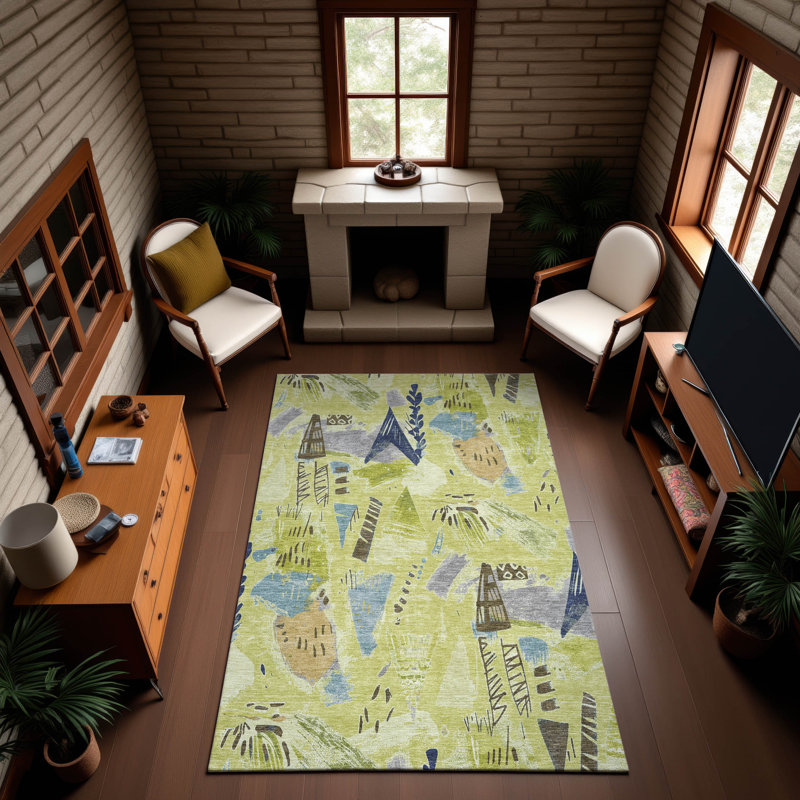 Premium Machine Washable Harjo AMF1573 Modern Rug, Rectangle 10' x 14'