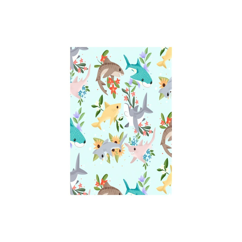 Rideaux de douche mignons à motif de requin et de fleurs, 71 x 71