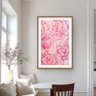 Roses in Watercolor - Floral Bathroom Framed Print for Decor