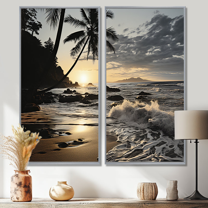 Oldenburg - Large Coastal Beach Canvas Prints, 40" H x 40" W, Silver, Floater Framed Print