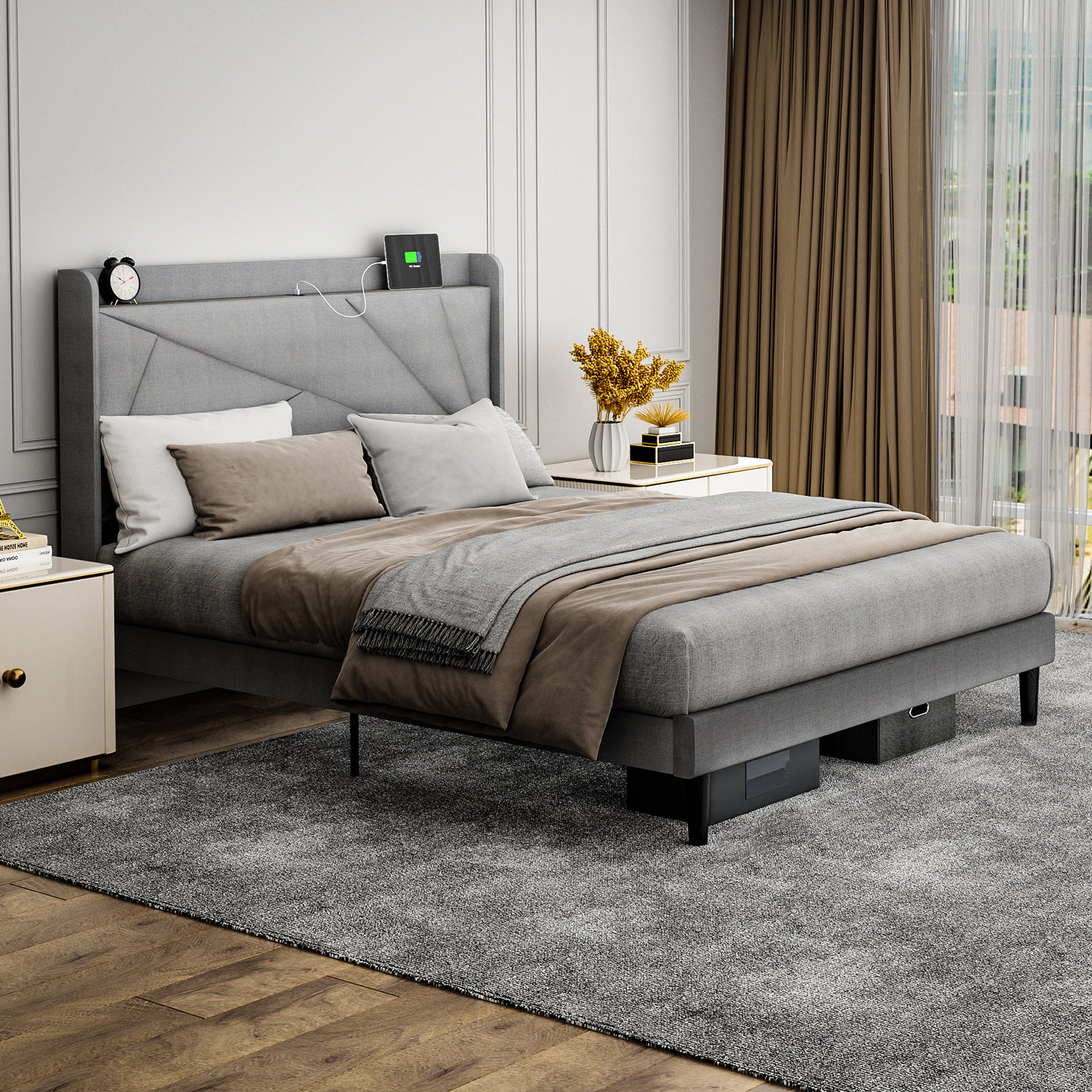 Fiona Luxe Bed With Wood Panel – The Well Appointed House