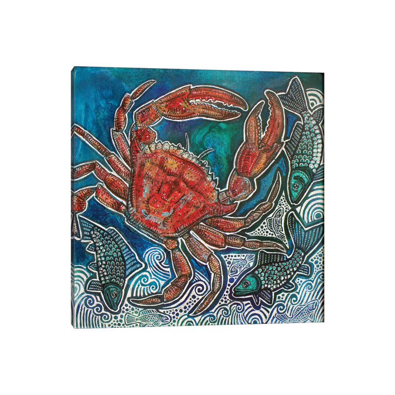 Feeling Crabby by Lynnette Shelley - Painting on Canvas, Wrapped Canvas, 45.72 cm H x 45.72 cm W x 1.91 cm D