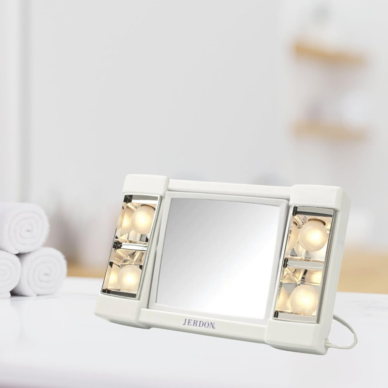 Lighted Tabletop Magnified Makeup Mirror, Plug In