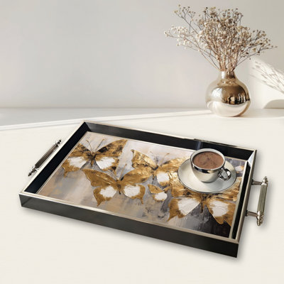 Elegant Glass Tray, 19.7 x 11.4 x 1.4 inches | 100% Durable Glass Construction | Easy to Clean with Damp Cloth | Ideal for Serving, Decorative Display, and Organizing | Stylish Addition to Home Décor