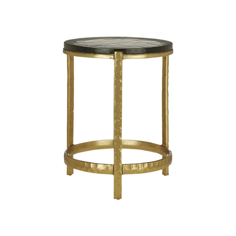 Table de bout en verre Acea, H 23,5 po x l 12 po x P 12 po, Or