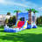 HeroKiddo Ocean Shark Inflatable Water Slide Bounce House Combo (with Pool and Blower)