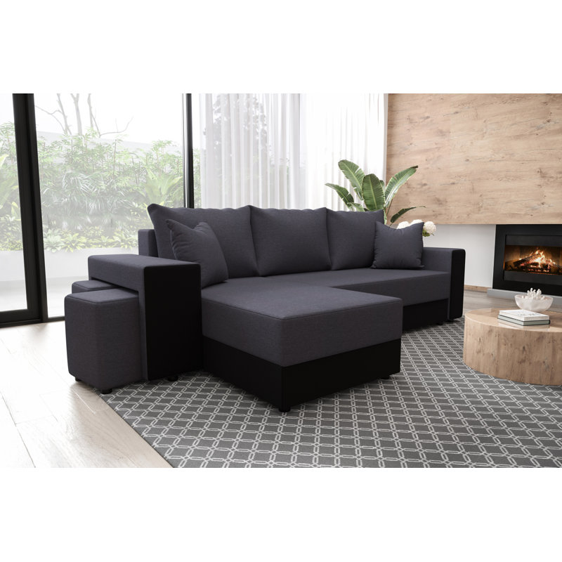 Stavrica 3 Seater Corner Sofa , Dark gray/Black - Sawana96/Sawana14, Left -sided