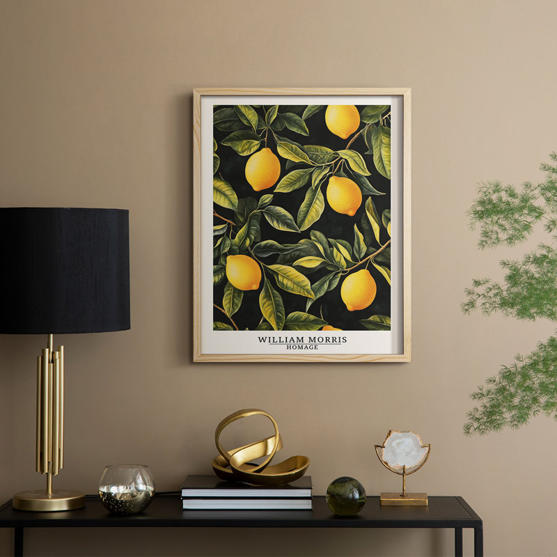 Reproduction encadrée, en bois massif, de la série DL XXX de Wm Morris, H 30 po x l 24 po, Naturel