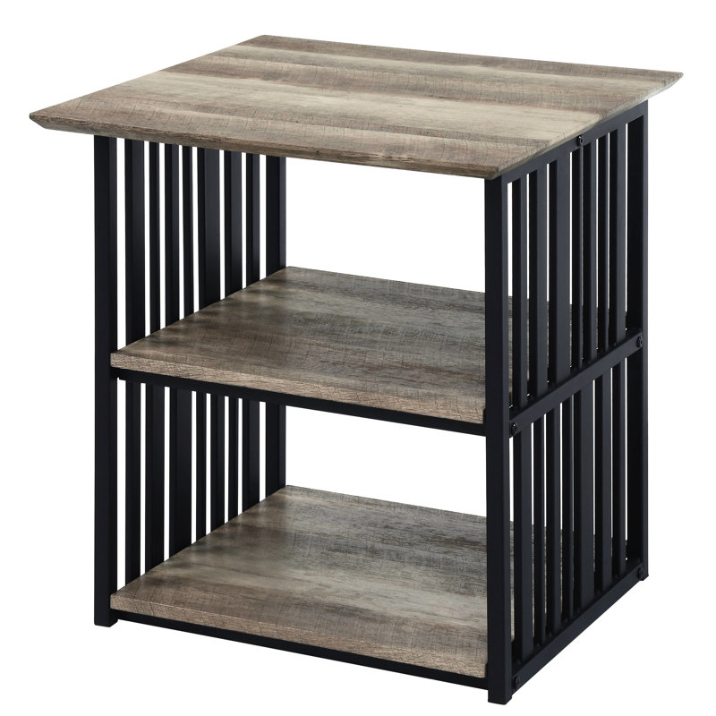 Élégante table de chevet en chêne antique et noir avec table de chevet pratique: pour un intérieur