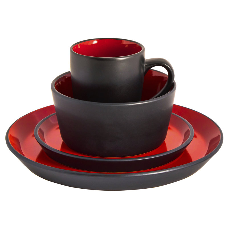 Safdie & Co. Inc. Piece Stoneware Dinnerware Set - Service for 4, Red