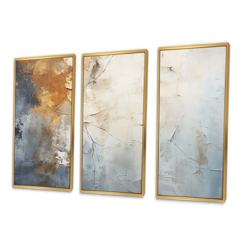 Choturam - Ensemble de salon abstrait, Cadre flottant doré, H 40 po x l 60 po