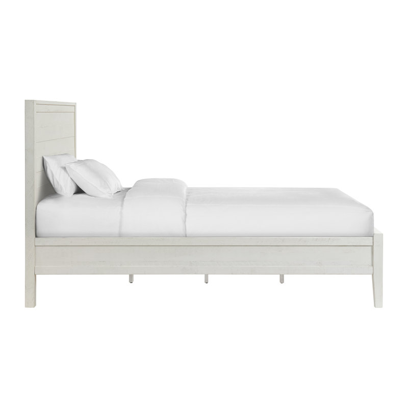Arden Solid Wood Panel Bed - Queen, White Driftwood, Queen, White