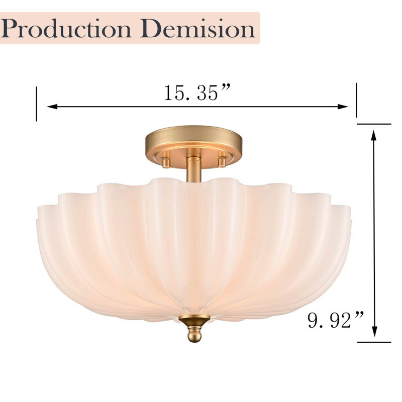 Plafonnier semi-encastré doré 3 lumières