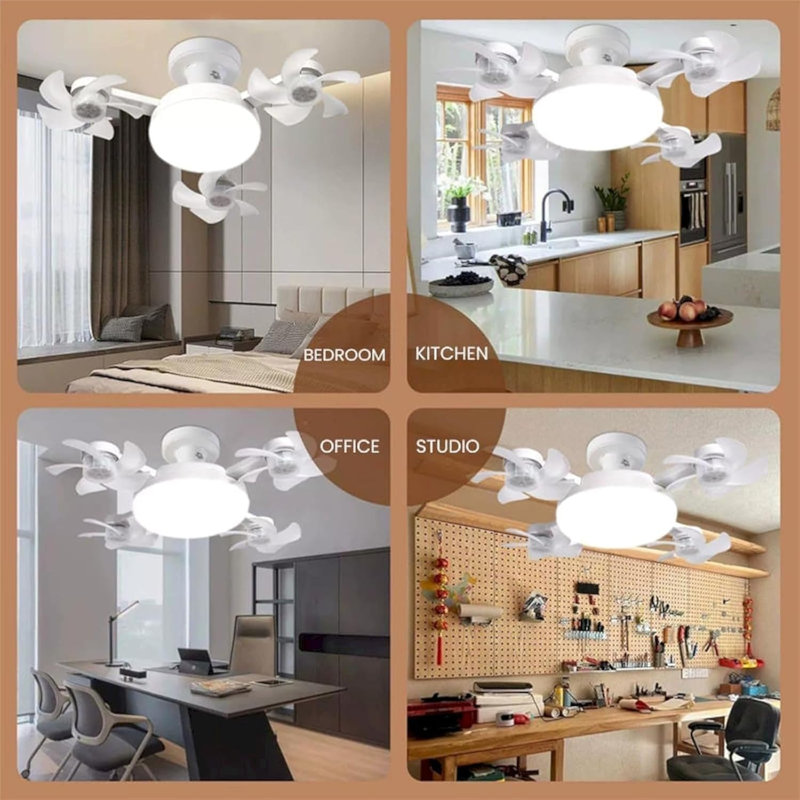 Drone-Style LED Ceiling Fan Light with Remote, Dimmable Light & Foldable Blades