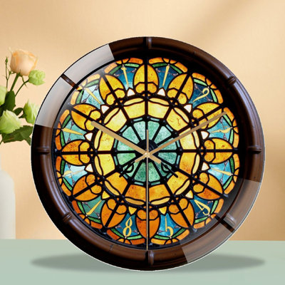 Stained Glass Round Wall Clock Decorative Art Art - 12'' Modern Glass Wall Clock