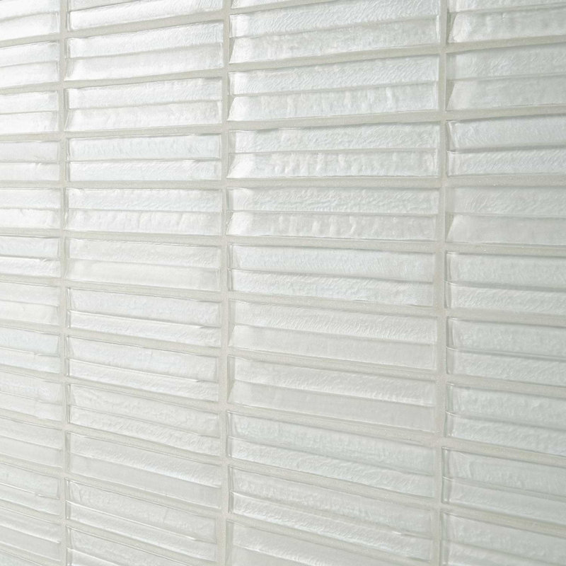 Maya Polished Glass Mosaic, Stacked Pearl